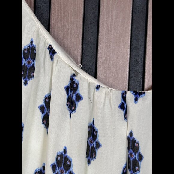 New Zara Blouse Dress Small Womens Ivory Geometric Tunic Sheer Popover - Picture 5 of 7